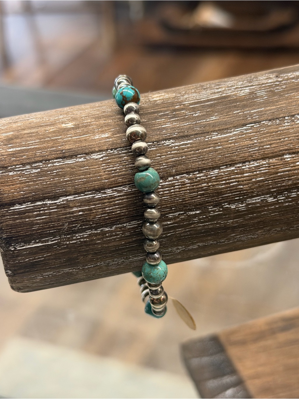 Genuine Turquoise Navajo Pearl Stretch Bracelet - Women Jewelry